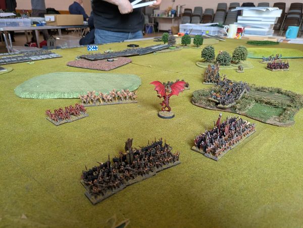 Warmaster game at Night Owls