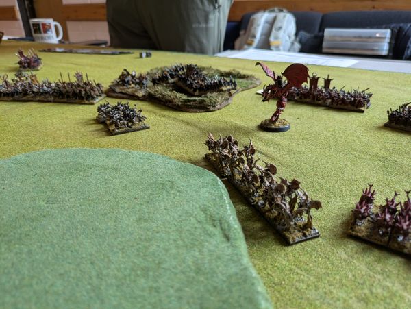 Warmaster game at Night Owls